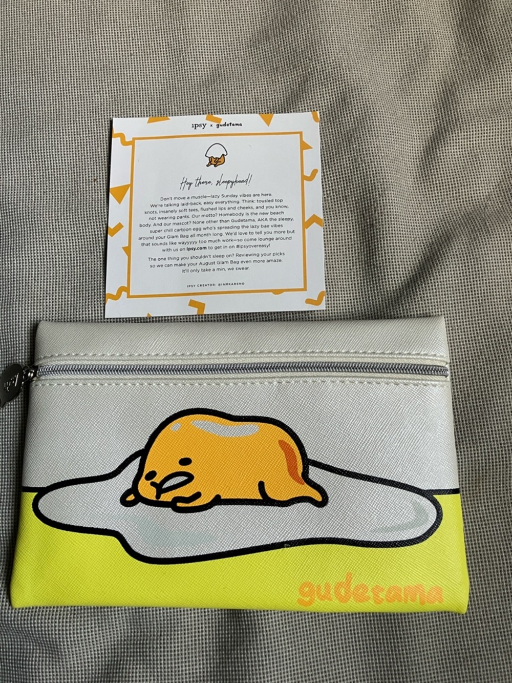 ipsy Gudetama bag pouch